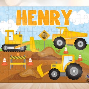 Personalized Construction Jigsaw Puzzle, Learning Toys, Birthday Gifts for Boys, Easter Basket Stuffers, Gifts for Kids, Party Favors Bild 2