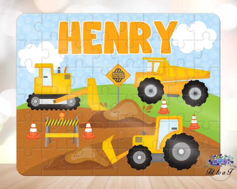 Personalized Construction Jigsaw Puzzle, Learning Toys, Birthday Gifts for Boys, Easter Basket Stuffers, Gifts for Kids, Party Favors Bild 2