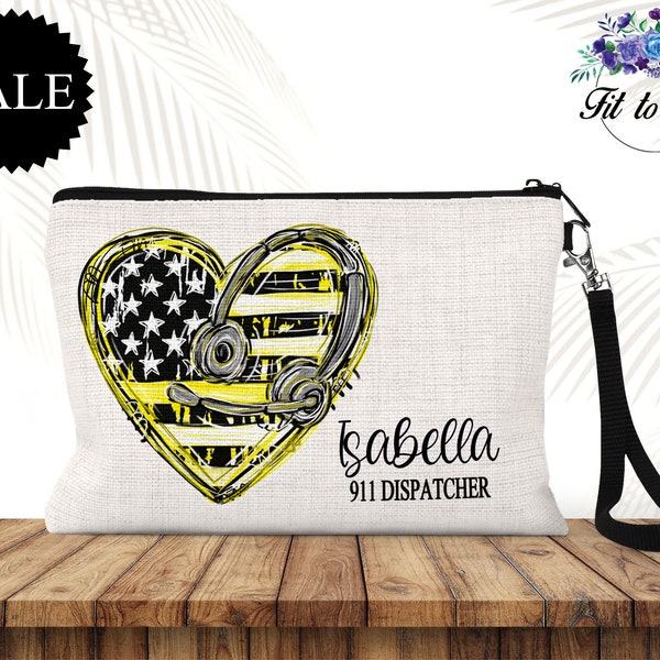 Personalized 911 Dispatcher Cosmetic Bag, Makeup Bag, Travel Pouch, Toiletry Pouch, Gifts for 911 Dispatcher, Dispatcher Appreciation