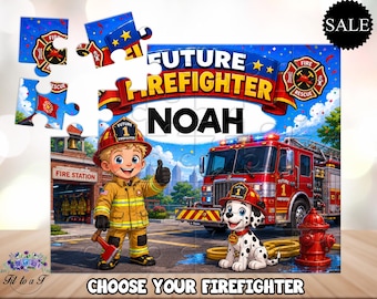 Rompecabezas personalizado de futuro bombero para niños: Rompecabezas de camión de bomberos, rompecabezas con nombre personalizado, juguetes de aprendizaje temprano