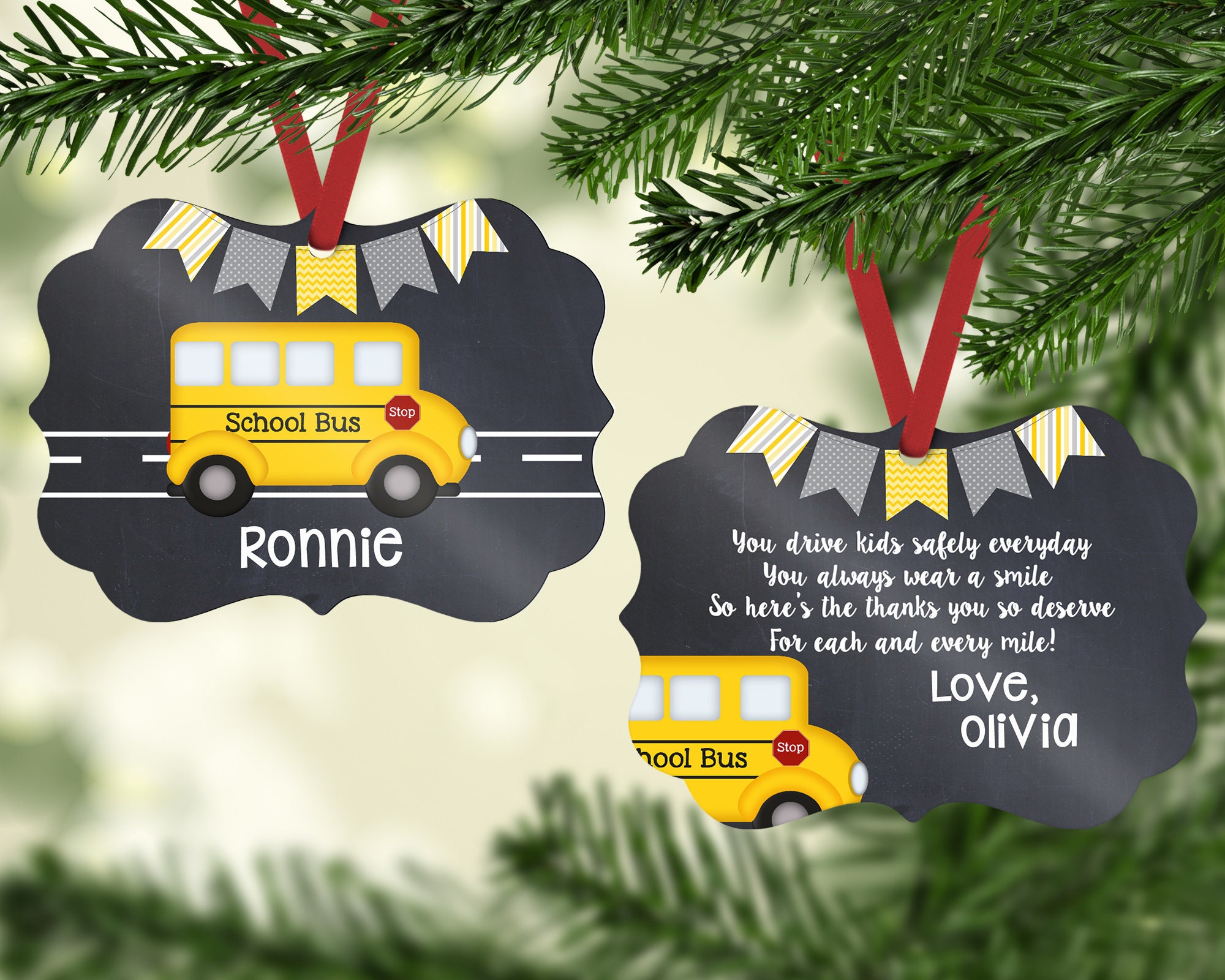 NAME PERSONALIZED ORNAMENT 2020 School Bus Student Teacher Driver Christmas Gift