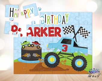 Personalized Monster Truck Birthday Puzzle, Learning Toys, Personalized Birthday Gifts, Birthday Gifts for Boys