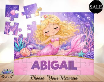 Personalized Mermaid Puzzle for Girls: Custom Name Jigsaw, Under the Sea Puzzle for Kids, Birthday Gift Ideas