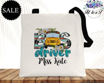 Personalized School Bus Driver Tote Bag, Custom Name, Large Work Tote, Appreciation Gifts