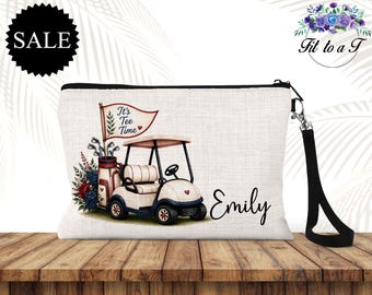 Neceser de golf personalizado: regalo personalizado para golfistas, neceser con cremallera para carrito de golf, regalos para equipos, ¡Es hora de jugar al golf!