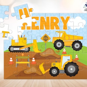 Personalized Construction Jigsaw Puzzle, Learning Toys, Birthday Gifts for Boys, Easter Basket Stuffers, Gifts for Kids, Party Favors