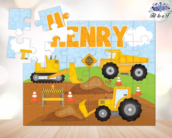 Personalized Construction Jigsaw Puzzle, Learning Toys, Birthday Gifts for Boys, Easter Basket Stuffers, Gifts for Kids, Party Favors