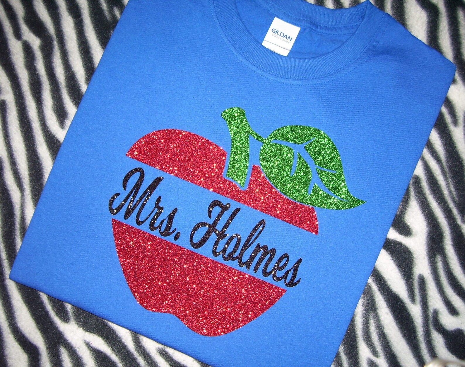 Personalized Glitter Apple Teachers Tshirt Gifts for Etsy