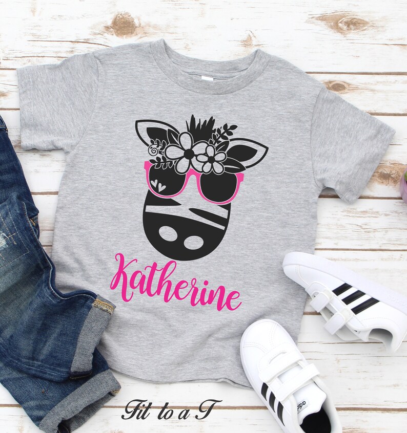 Personalized Zebra Kids Tshirt Girls Zebra Face Tshirt Etsy