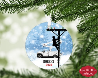 Personalized Lineman Christmas Ornament, Gifts for Lineman, Keepsake Ornament, Lineman Appreciation Gift