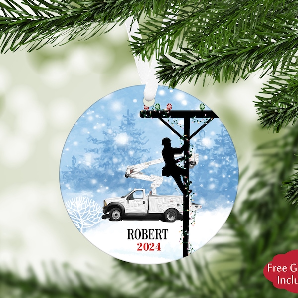 Personalized Lineman Christmas Ornament, Gifts for Lineman, Keepsake Ornament, Lineman Appreciation Gift