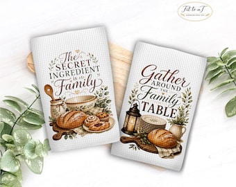 Farmhouse Kitchen Towel Set: Cottagecore Decorative Towel, Waffle Weave Tea Towels, Coffee Bar Decor