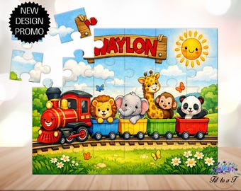Rompecabezas personalizado de animales del zoológico para niños: Rompecabezas con nombre personalizado, juguetes educativos para niños pequeños, ideas para regalos de cumpleaños.
