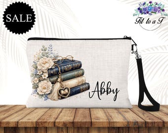 Neceser personalizado para bibliotecarias: regalo para amantes de los libros, regalo para auxiliares de biblioteca, neceser con cremallera para amantes de la lectura.