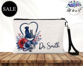 Neceser personalizado para veterinario, estuche de maquillaje con nombre personalizado para veterinario, regalo para técnico veterinario, regalos de agradecimiento, neceser de viaje.