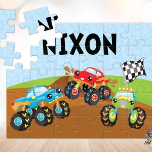 Personalized Monster Truck Jigsaw Puzzle, Gifts for Kids, Birthday Gift Ideas, Easter Basket Stuffers, Stocking Stuffers, Learning Toys