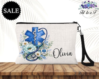 Estuche con cremallera personalizado para técnicos de emergencias médicas, bolsa personalizada con nombre para técnicos de emergencias médicas, regalos de agradecimiento, bolsa de viaje para servicios de emergencias médicas, regalo para personal de primeros auxilios