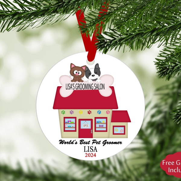 World's Best Pet Groomer Christmas Ornament, Personalized Christmas Ornament, Pet Groomer Gifts, Keepsake