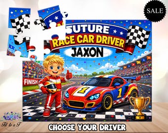 Rompecabezas personalizado para niños con la imagen de un futuro piloto de carreras: Rompecabezas con nombre personalizado, ideas para regalos de cumpleaños, recuerdos de fiesta, juguetes educativos para la primera infancia.