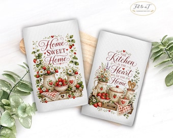 Strawberry Kitchen Towel: Waffle Weave Tea Towel, Farmhouse Dish Towels, Housewarming Gifts, Cottagecore Lover Gift