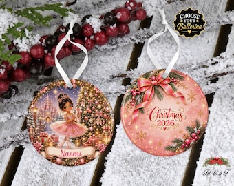 Personalized Ballerina Christmas Ornament: Ballet Ornament for Girls, Custom Name and Year