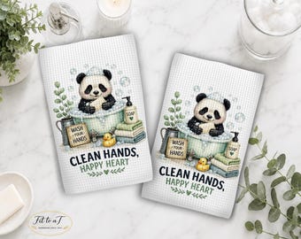 Panda Bath Hand Towel: Kids Bathroom Decor, Farmhouse Guest Towel, Housewarming Gifts for Her