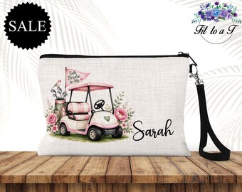 Neceser de golf personalizado: Talk Birdie to Me, regalo personalizado para golfistas, neceser con cremallera para carrito de golf, soporte para tees