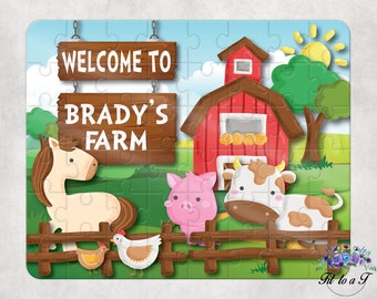 Personalized Farm Jigsaw Puzzle, Personalized Gifts for Kids, Personalized Birthday Gifts, Easter Basket Stuffers