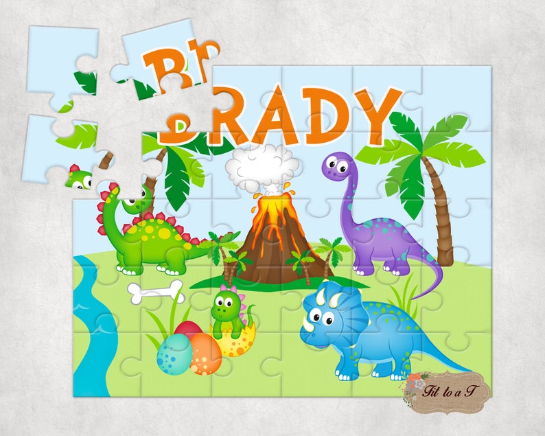 Personalized Dinosaur Jigsaw Puzzle Personalized Gifts for image 0