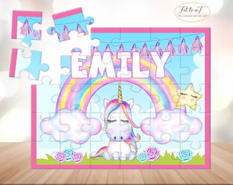 Personalized Unicorn Jigsaw Puzzle: Custom Name Puzzle, Birthday Gifts for Girls, Early Learning Toys