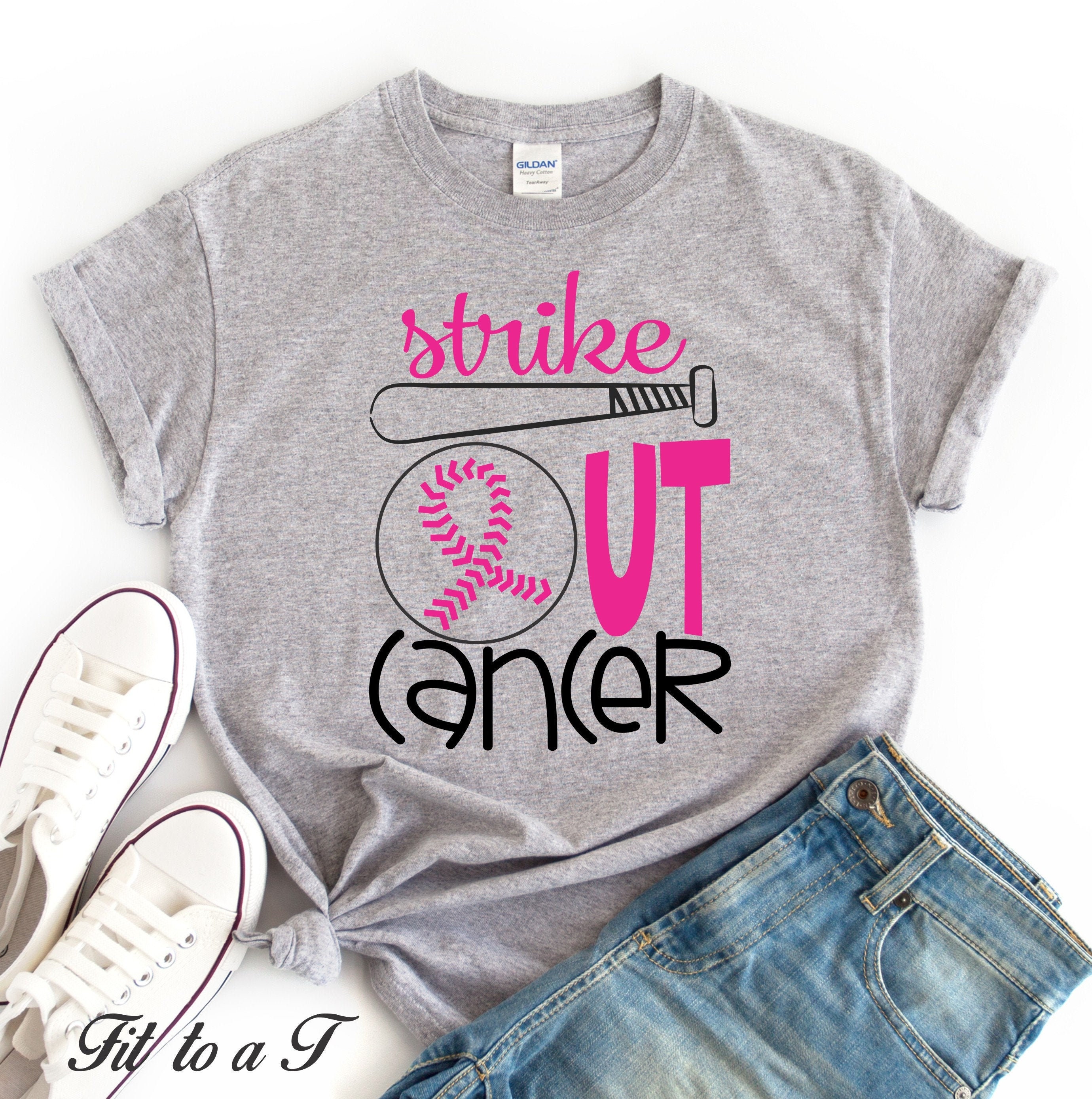 Strike Out Cancer Breast Cancer Awareness Shirt Baseball 