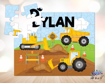 Personalized Construction Jigsaw Puzzle, Learning Toys, Birthday Gifts for Boys, Easter Basket Stuffers, Gifts for Kids