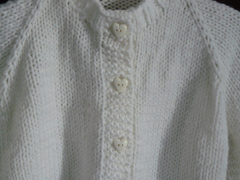 Classic Baby Cardigan Sweater With Raglan Sleeves, Knitted, Handmade