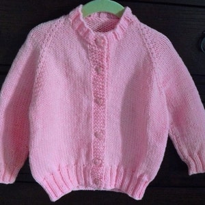 Classic Baby Cardigan Sweater With Raglan Sleeves, Knitted, Handmade ...
