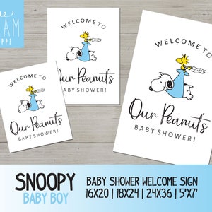 Snoopy Boy Baby Shower Welcome Sign • Digital Download • 16X20 • 18X24 • 24X36 • 5x7