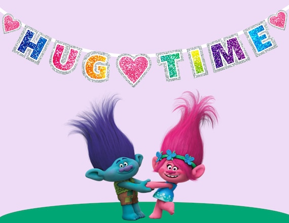 Trolls HUG TIME Banner Digital Print Trolls Party Decor Etsy