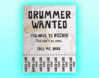 Trolls 2 Barb's Drummer Wanted Poster: Rock Party Decor (PDF)