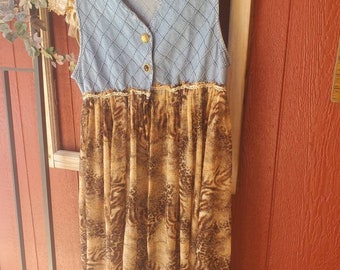 Denim and Animal Print Lace Cover/Duster Size Medium