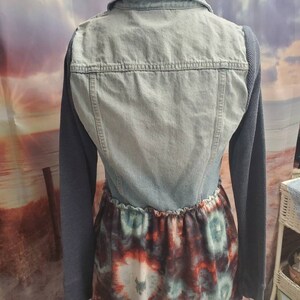 Denim Vest Jacket Upcycled One of a Kind Size S/M image 6