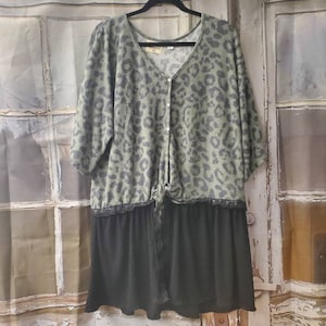 Upcycled Tunic One-of-a-Kind Chic Size 1X Loose Fit