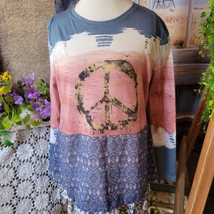 Upcycled Top Tunic Dress Ruffled Tiers Size X-Large