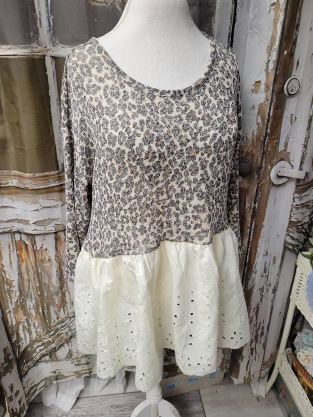 Cheetah Print and Eyelet Lace Upcycled Tunic Top Plus Size - Etsy