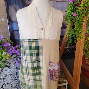 Boho Upcycled Patchwork Dress One of a Kind Size Large