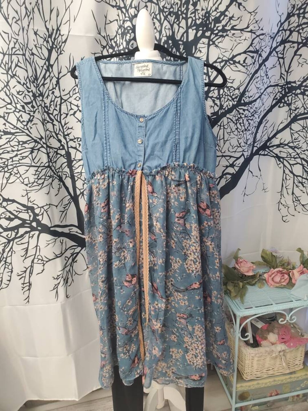 Blue Cotton Long Sleeve Duster Robe Cover up Size Xlarge Etsy