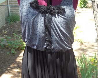 CLEARANCE PRICE!!Black and Gray Tunic Upcycled Chic Comfy Size Medium Large