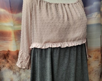 Oversized Plus Size Dusty Pink and Gray Yop Tunic Size 1X