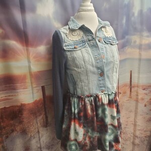 Denim Vest Jacket Upcycled One of a Kind Size S/M image 3