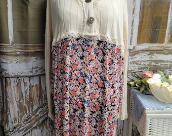 Refashioned Top and Skirt = Dress Size Large