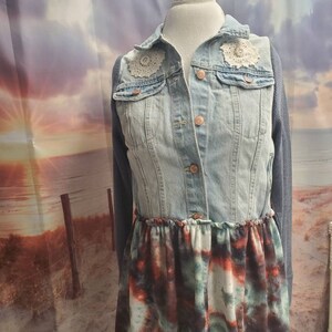 Denim Vest Jacket Upcycled One of a Kind Size S/M image 4