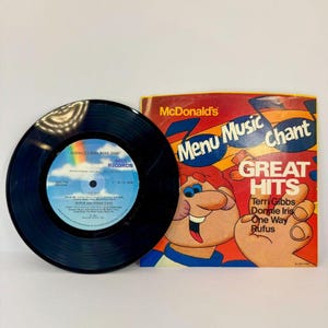 1981 Vintage McDonalds Menu Music Chant Great Hits 7” 33 1/3 Vinyl Record | 80s Advertising Ephemera Memorabilia
